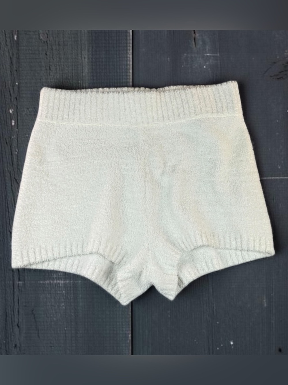 UGG white Knit High-Waist Soft Terry Cloth Shorts
